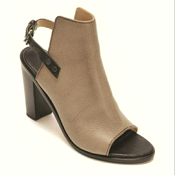 Rag & Bone Wyatt Peep-Toe Genuine Leather Slingback Sandals Taupe/Black 39.5 EU - Picture 14 of 14